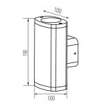 Immagine di LAMPADA DA PARETE CON FASCIO DI LUCE BIDIEZIONALE - 2XGU10 - IP54 - KNZEVI - NERO