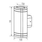 Immagine di LAMPADA DA PARETE CON FASCIO DI LUCE BIDIREZIONALE - CON VETRO -   2XGU10 - IP54 - KNZEVI - NERO