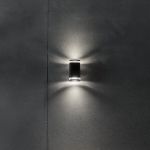Immagine di LAMPADA DA PARETE CON FASCIO DI LUCE BIDIREZIONALE - CON VETRO -   2XGU10 - IP54 - KNZEVI - GRIGIO SCURO 