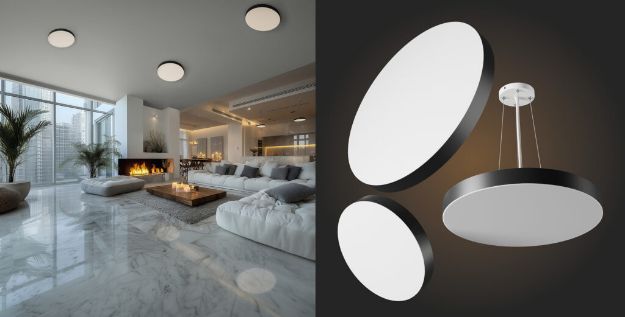 Immagine di PLAFONIERA A SOFFITTO E SOSPENSIONE - 65W - CCT - 120° - 230V - IP20 600X50mm White Black Round - NYMPHEA OPTIMA